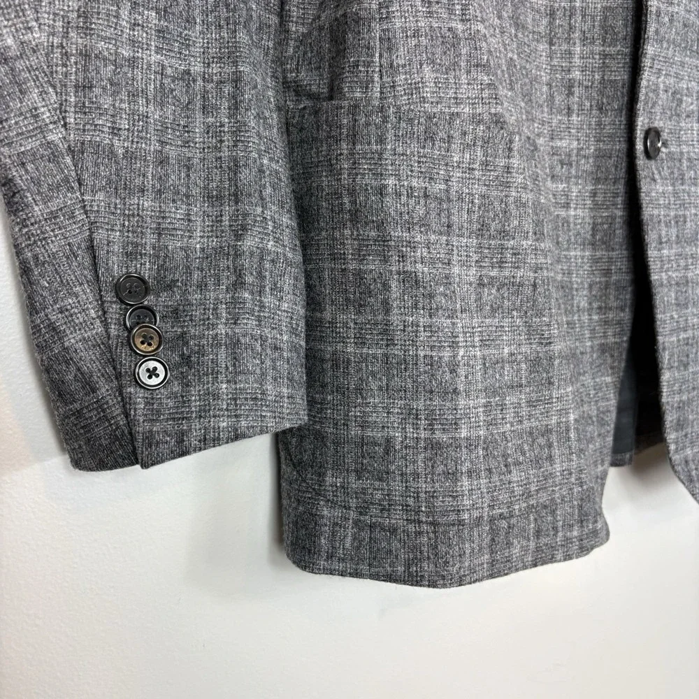 Banana Republic Men's Plaid Sport Coat Wool Blend Slim Fit Blazer Sz 42R Gray